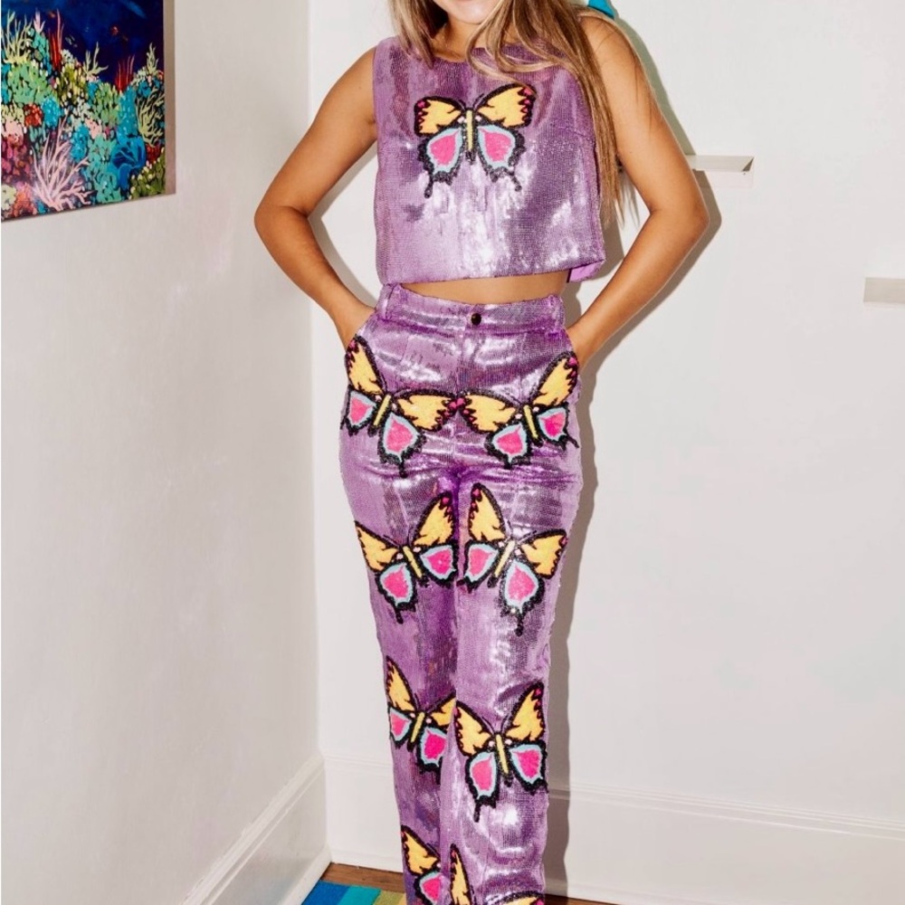 Brand new never worn size MEDIUM Queen of Sparkles sequin butterfly pants